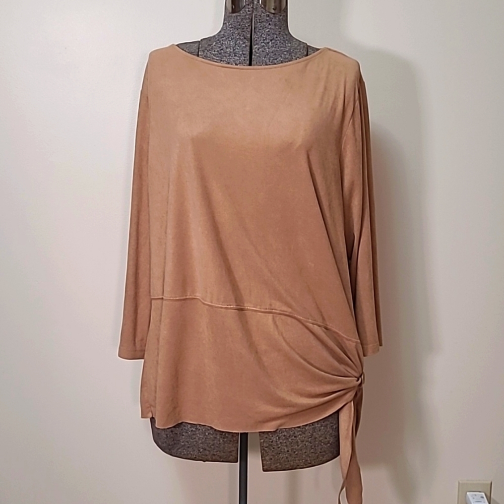 Chico’s Size 3 Travelers Collection Faux Suede Tie Side Top Women’s Size XL